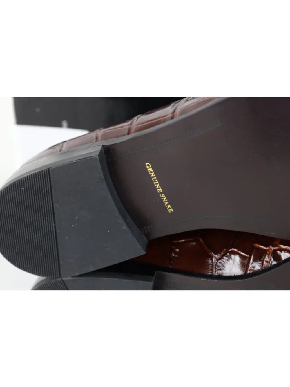 Deadstock Vintage Streetwear Mens 11.5 M Genuine Snakeskin Loafers Shoes Brown